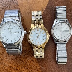 Seiko Trio: Silver and Gold Watches